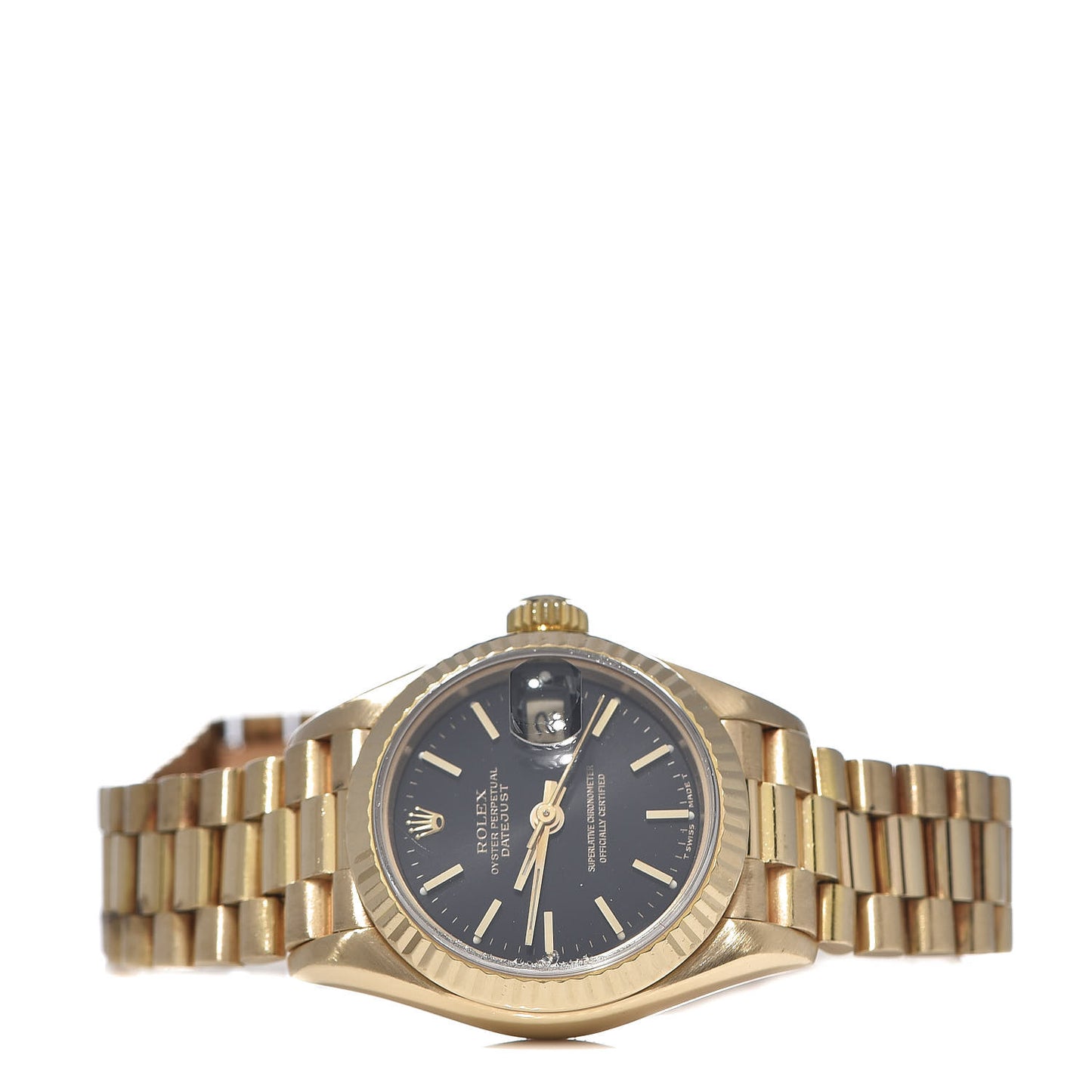 18K Yellow Gold 26mm Datejust President Watch Black 69178