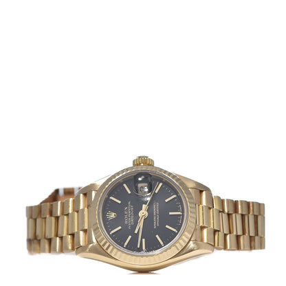 Rolex 18K Yellow Gold 26mm Datejust President Watch Black 69178 3 of 8