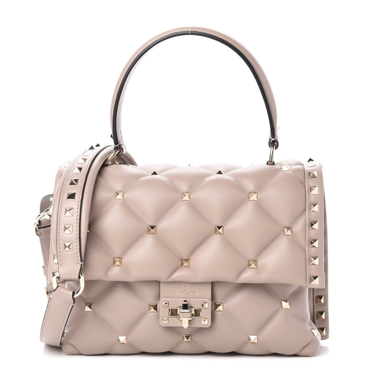 Nappa Medium Candystud Top Handle Bag Poudre