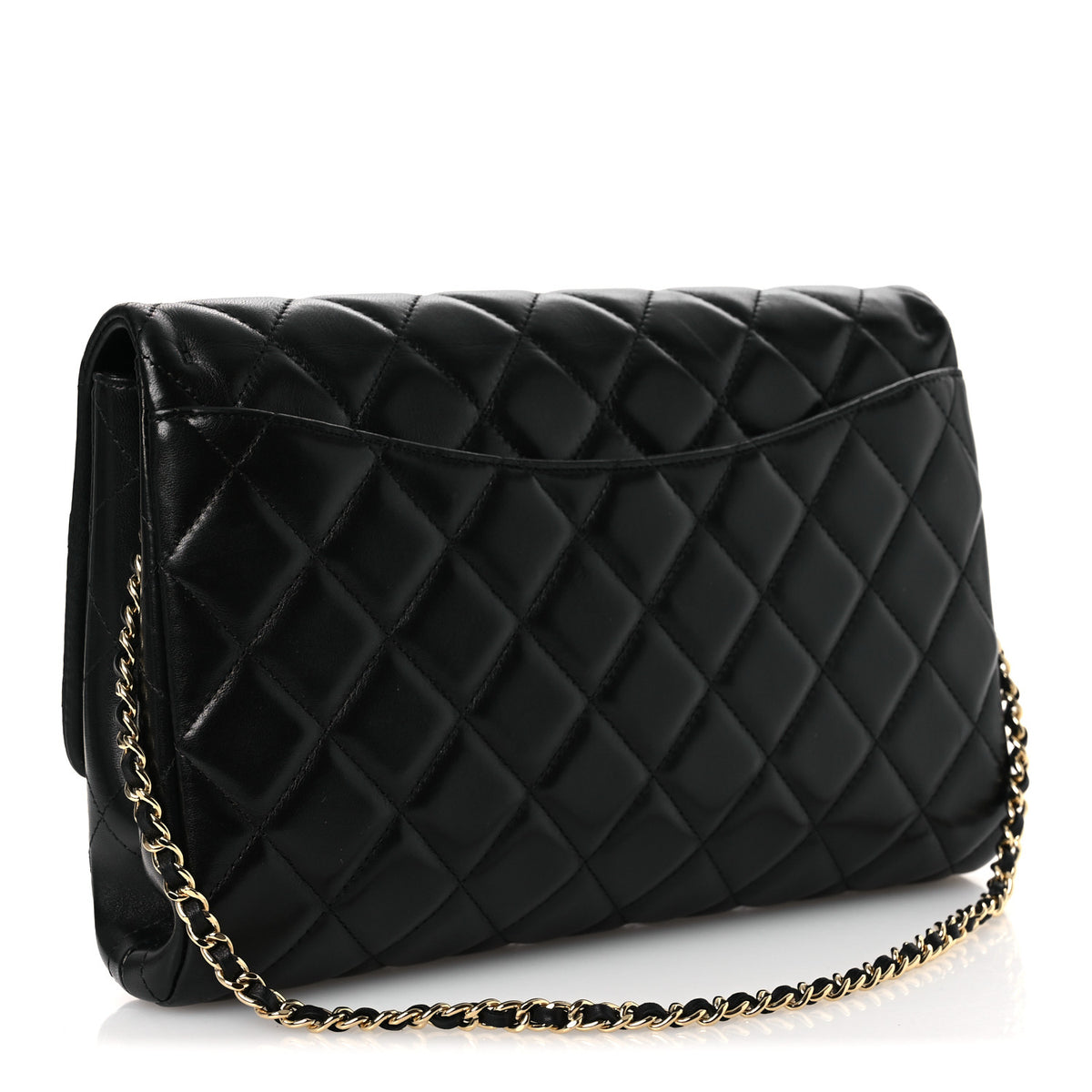 Chanel Lambskin Quilted Clutch with Chain Flap Black 3 of 10