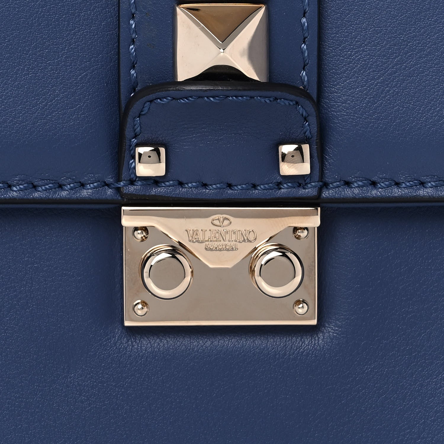 Valentino Garavani Vitello Medium Glam Lock Rockstud Flap Indigo 9 of 10