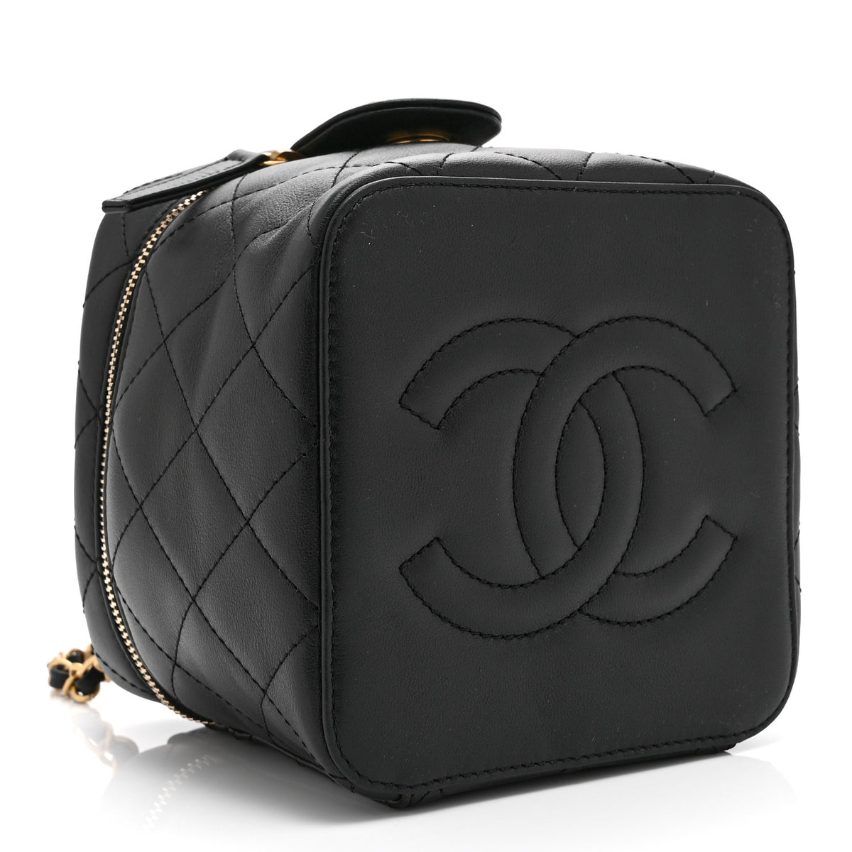 Chanel Calfskin Quilted Small Vanity Case With Chain Black 5 of 11