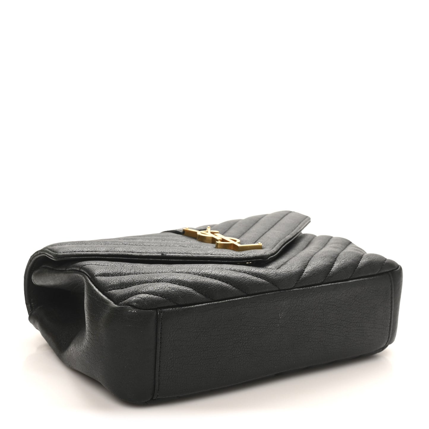 Sheepskin Matelasse Chevron Monogram Medium College Bag Black