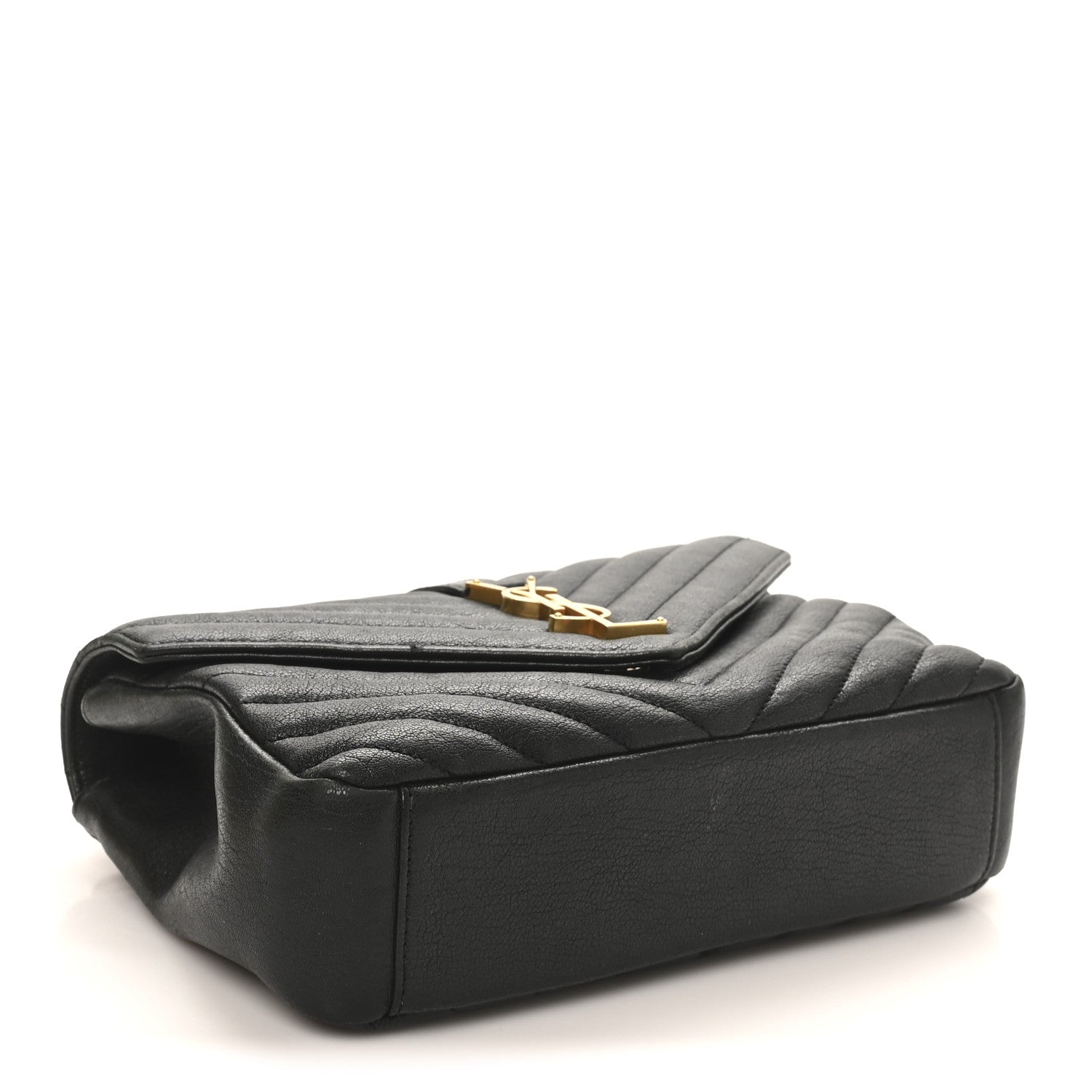 Saint Laurent Sheepskin Matelasse Chevron Monogram Medium College Bag Black 4 of 10