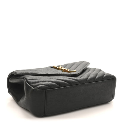 Saint Laurent Sheepskin Matelasse Chevron Monogram Medium College Bag Black 4 of 10