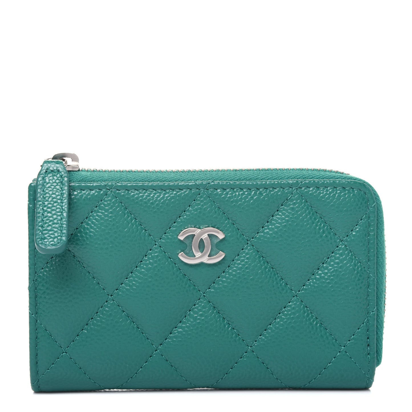 Caviar Quilted Zipped Key Holder Case Green