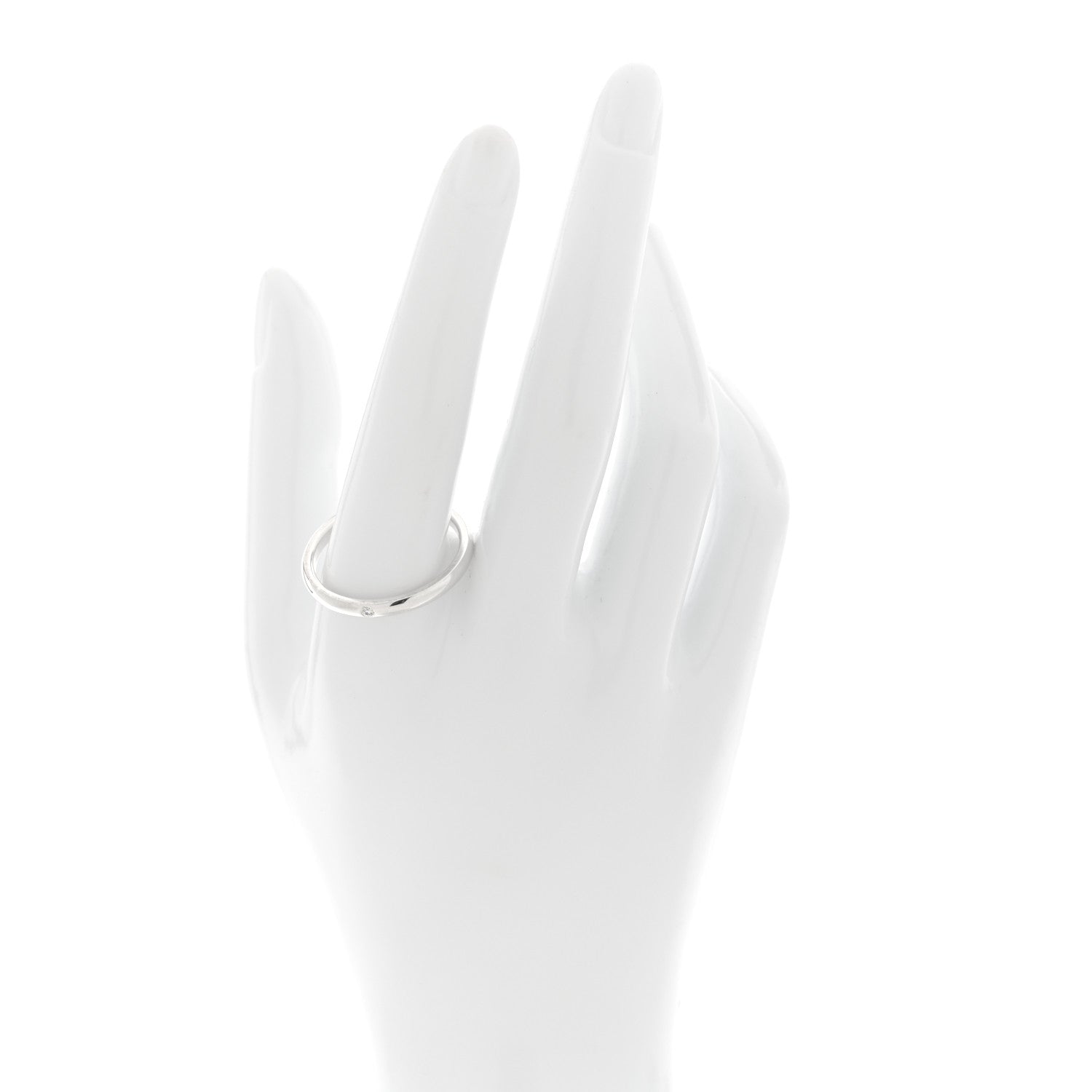 Tiffany Elsa Peretti Sterling Silver Diamond Band Ring 67 11.75 2 of 4
