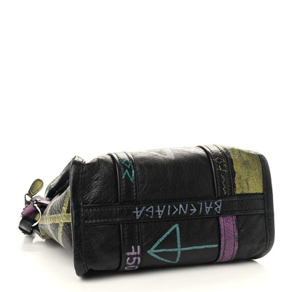 Balenciaga Agneau Arena Graffiti All Over XS Bazar Shopper Tote Black Multicolor 4 of 9