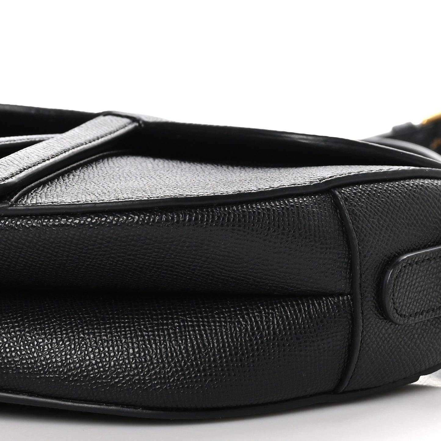 Grained Calfskin Saddle Bag With Strap Black
