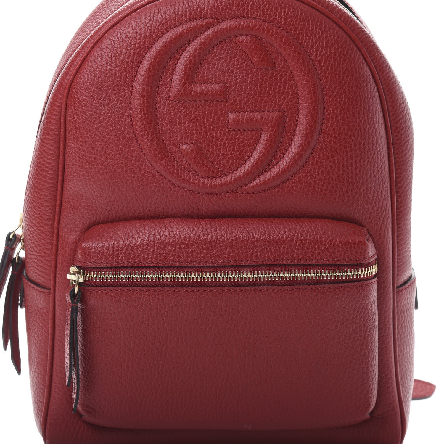 Gucci Pebbled Calfskin Soho Chain Backpack Hibiscus Red 7 of 13