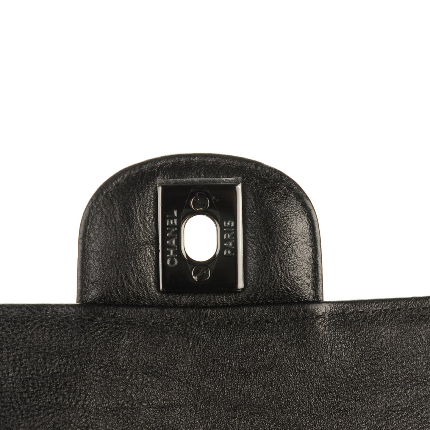 Crumpled Calfskin Quilted Mini Rectangular Flap So Black