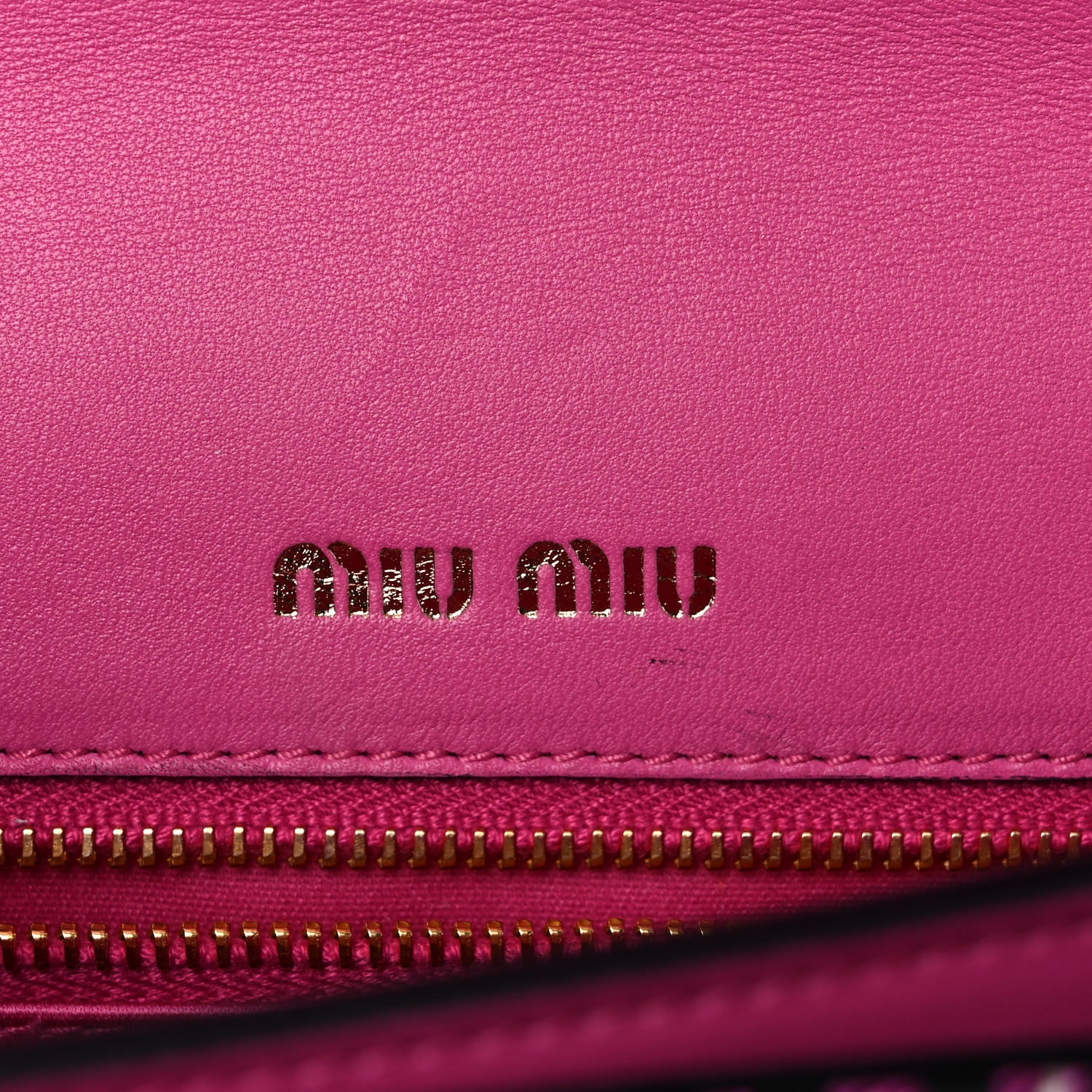 Miu Miu Jacquard Crocodile Embossed Calfskin Crystal Solitaire Flap Bag Fuxia 6 of 12