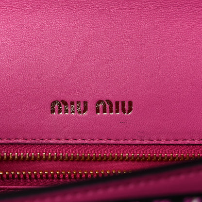 Miu Miu Jacquard Crocodile Embossed Calfskin Crystal Solitaire Flap Bag Fuxia 6 of 12
