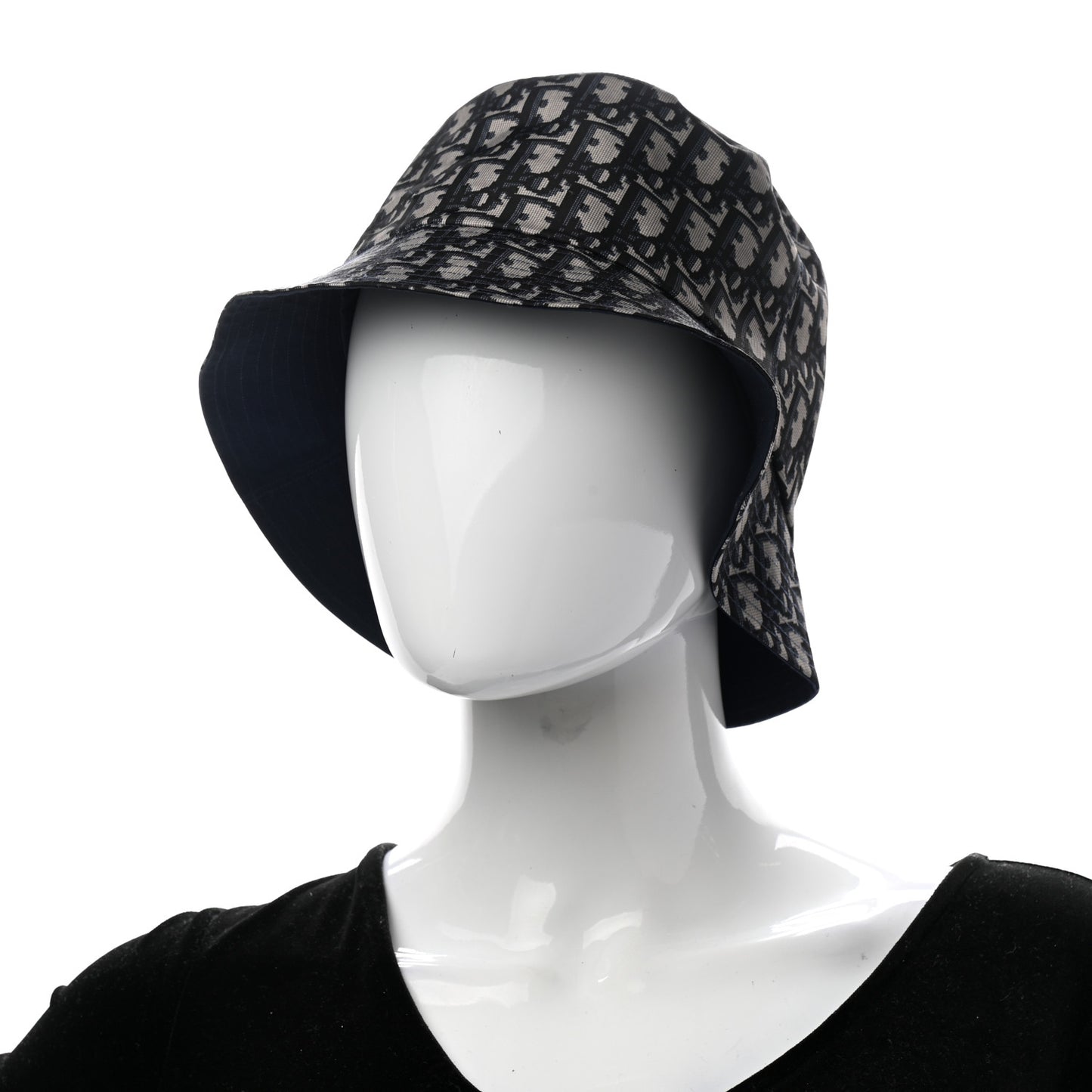 Polyester Cotton Oblique Teddy-D Brim Bucket Hat 58 Black