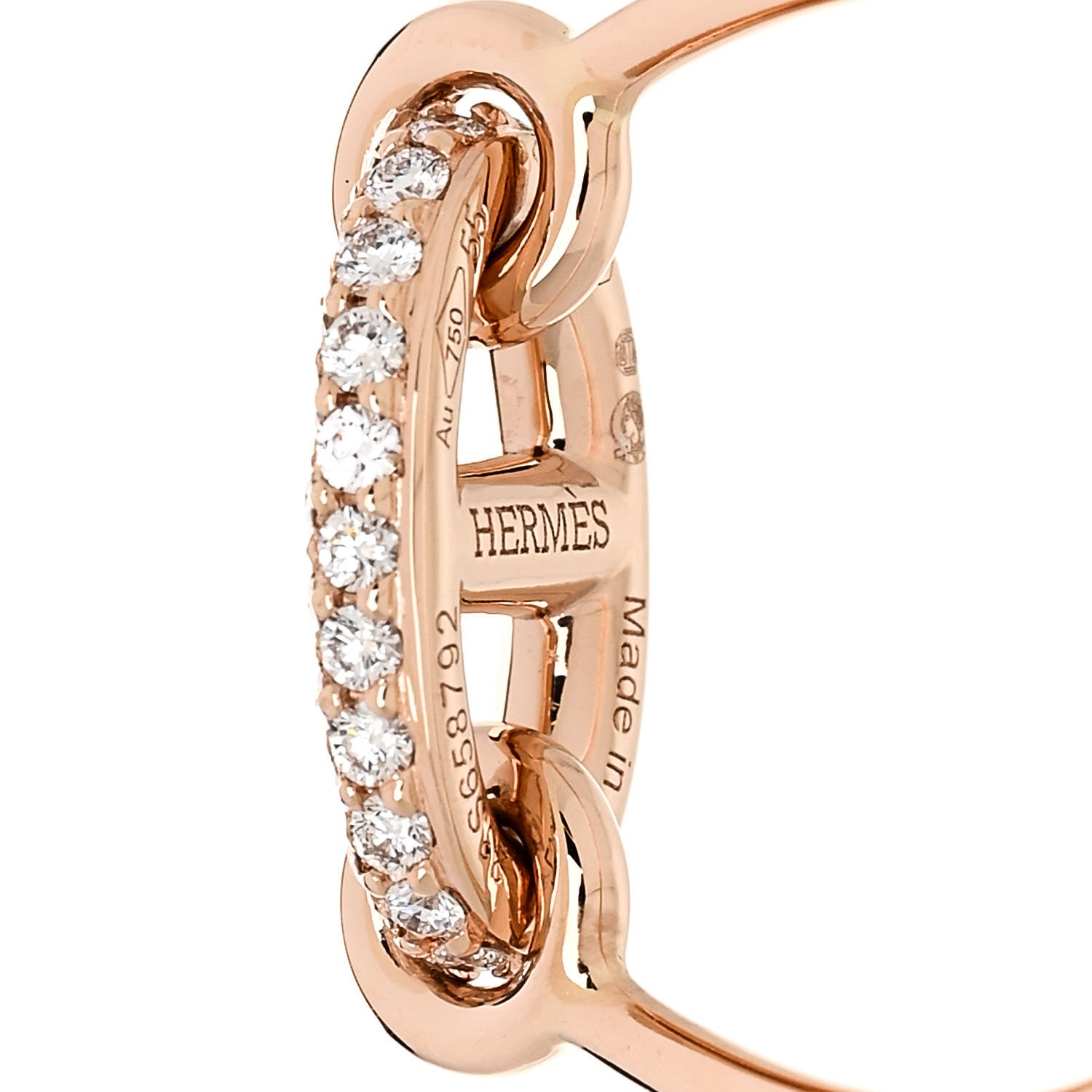 Hermes 18K Rose Gold Diamond Farandole Ring 55 7.25 5 of 6