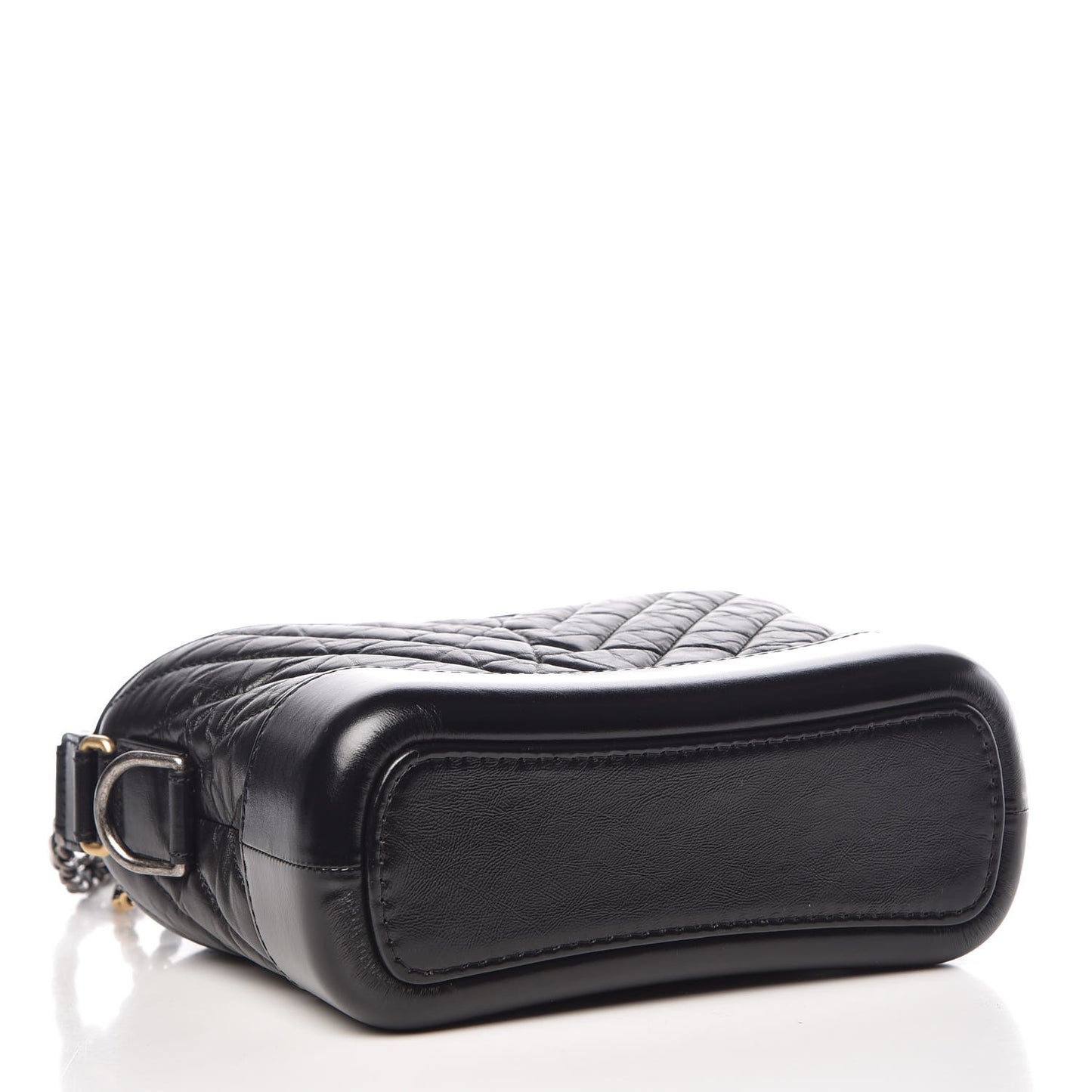 Aged Calfskin Chevron Quilted Small Gabrielle Hobo Black