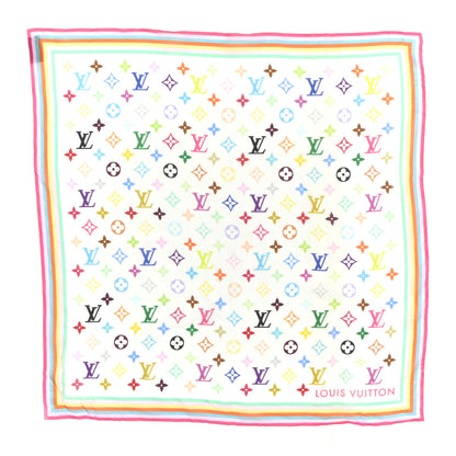 Louis Vuitton LV X TM Silk Cotton Monogram Multicolor Square Scarf 55 White 1 of 5
