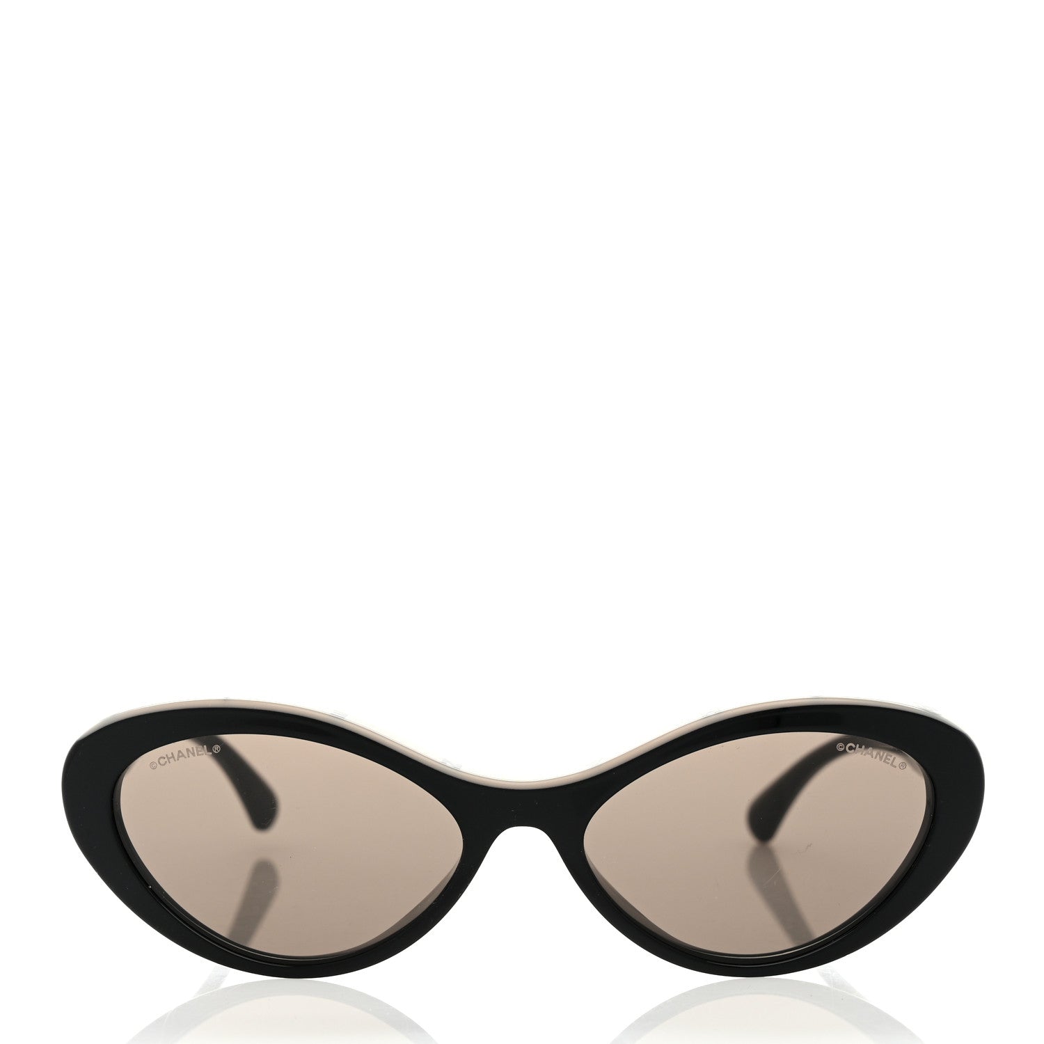 Chanel Acetate Oval Sunglasses 5416 Black Beige 2 of 9