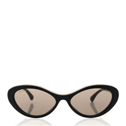 Chanel Acetate Oval Sunglasses 5416 Black Beige 2 of 9