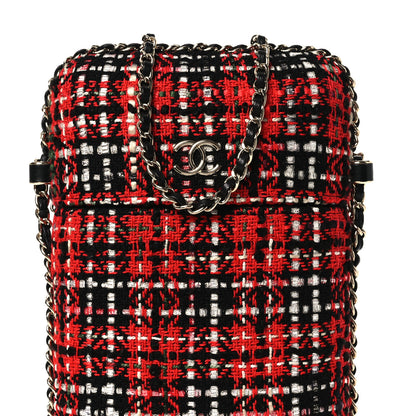 Chanel Tweed Chain Around Phone Holder Red Multicolor 8 of 10