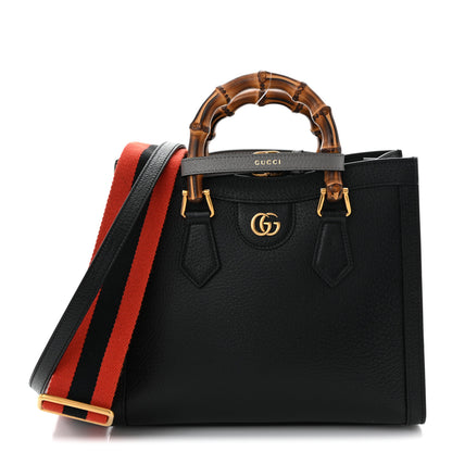 Gucci Textured Dollar Calfskin Web Small Diana Tote Bag Black Dusty Grey 1 of 10