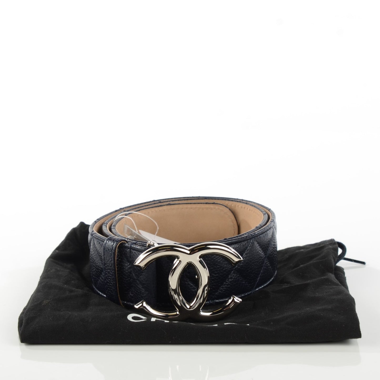 Caviar Quilted CC Belt 75 30 Navy Blue