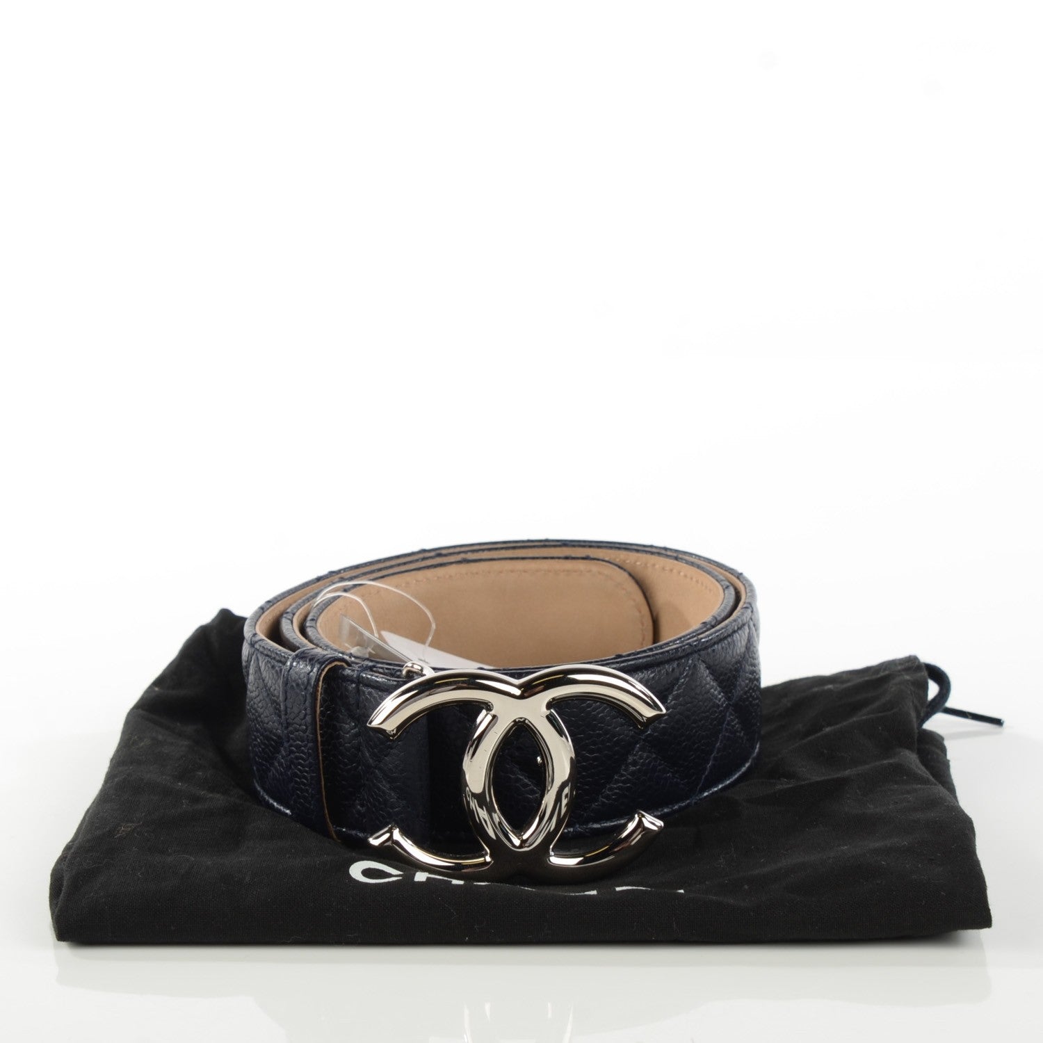 Chanel Caviar Quilted CC Belt 75 30 Navy Blue 3 of 9