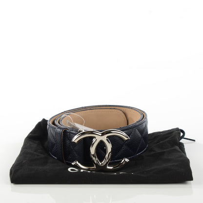 Chanel Caviar Quilted CC Belt 75 30 Navy Blue 3 of 9