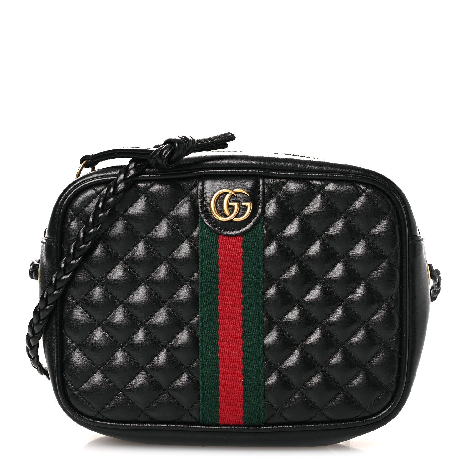 Gucci Calfskin Trapuntata Web Mini GG Shoulder Bag Black 1 of 10