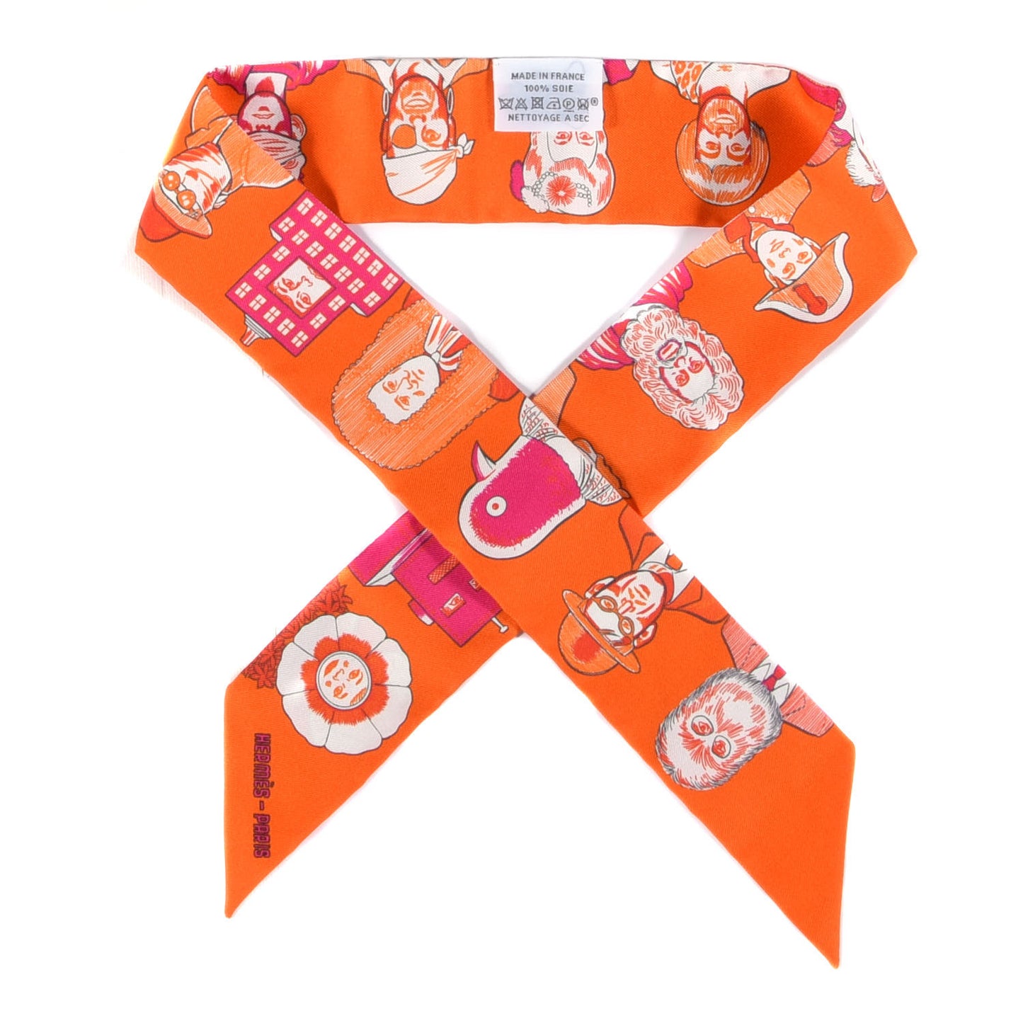 Silk Dress Code Twilly Orange Fuchsia White