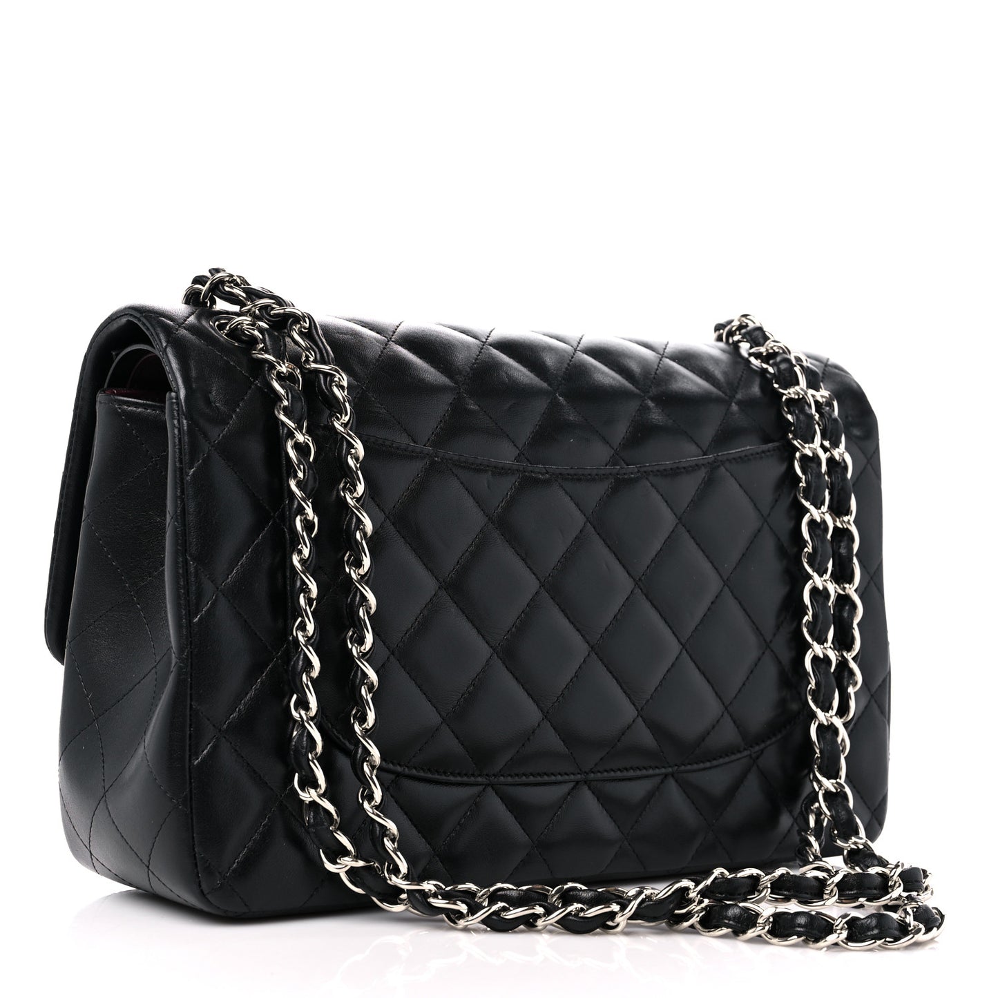Lambskin Quilted Jumbo Double Flap Black
