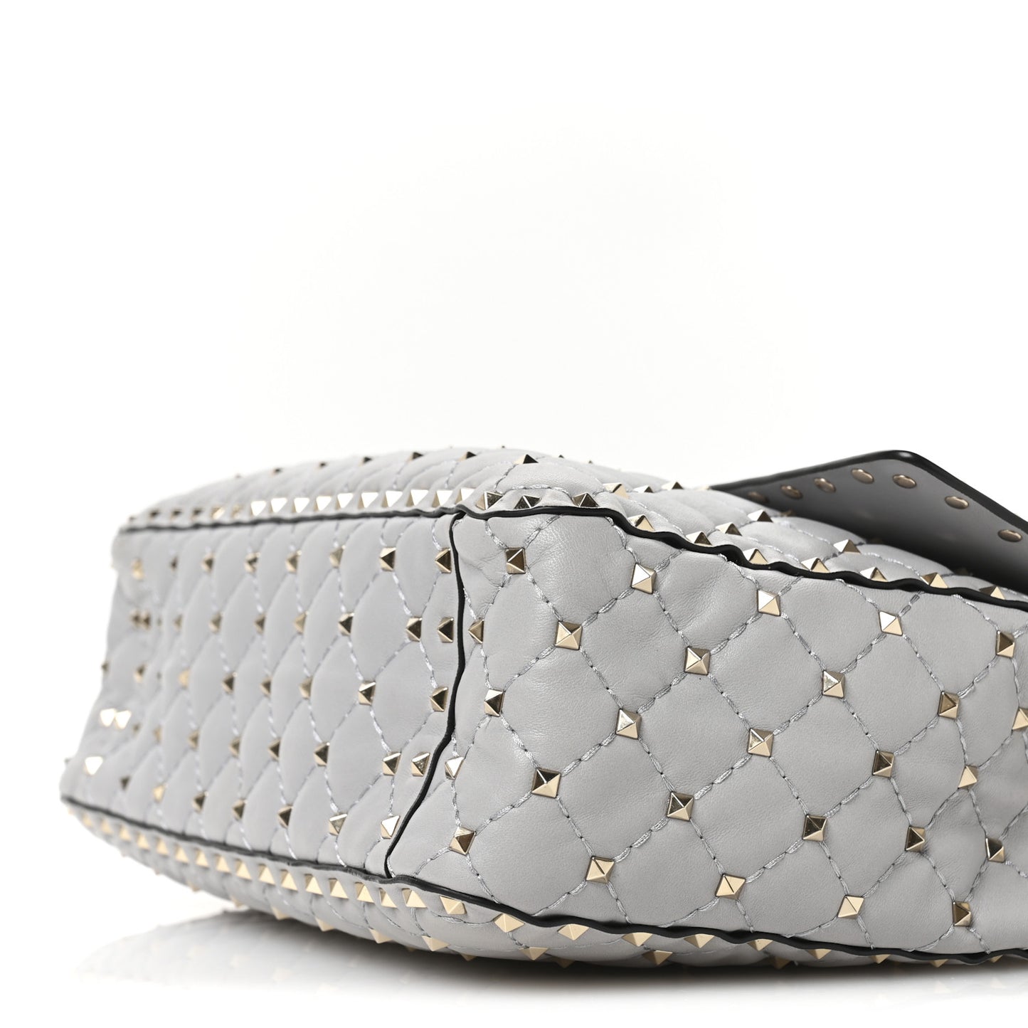 Nappa Large Rockstud Spike Shoulder Bag Pastel Grey