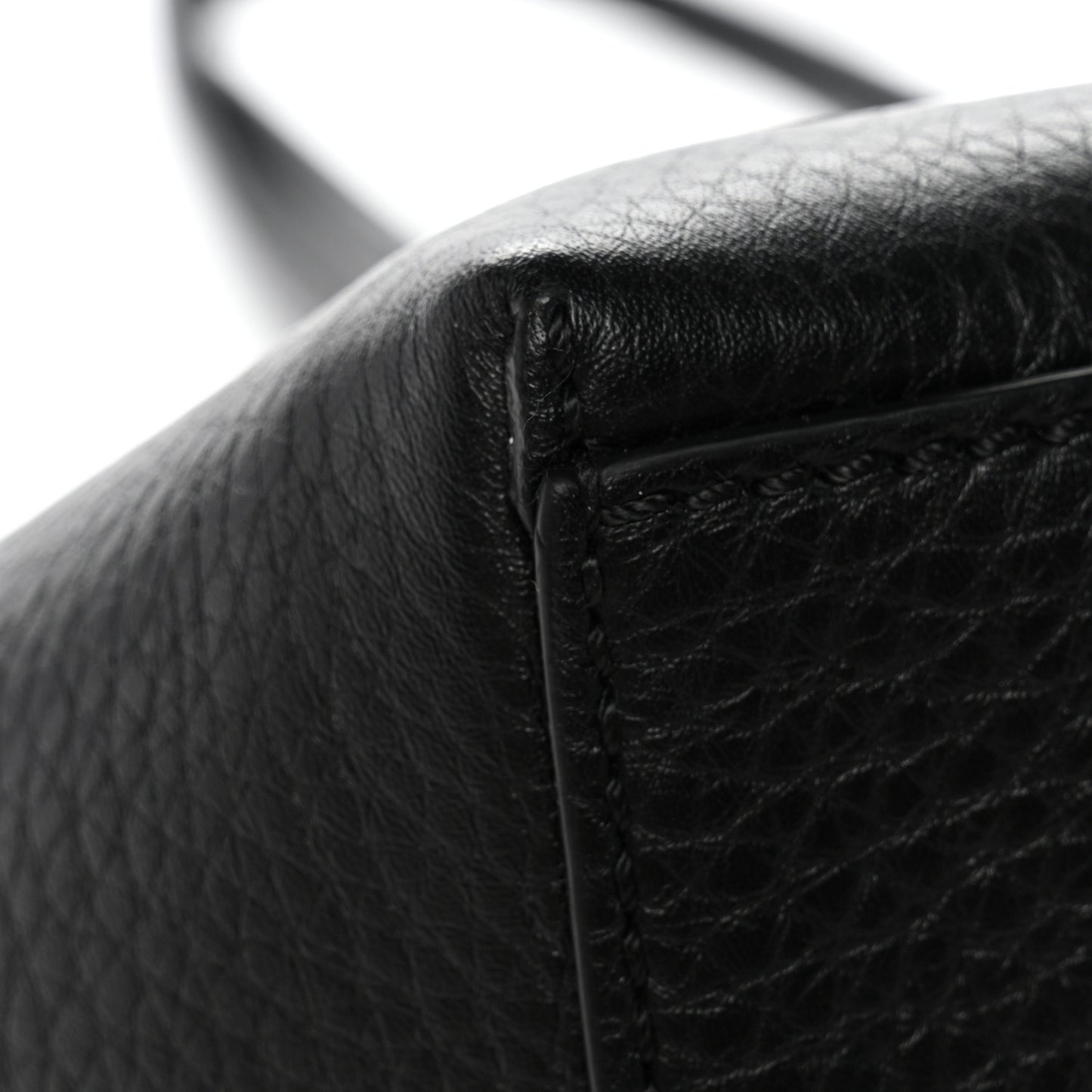 Grained Calfskin Rockstud Shoulder Tote Black