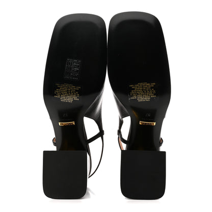 Gucci Malaga Kid Horsebit 75mm Slingback Pumps 37 Black 6 of 9