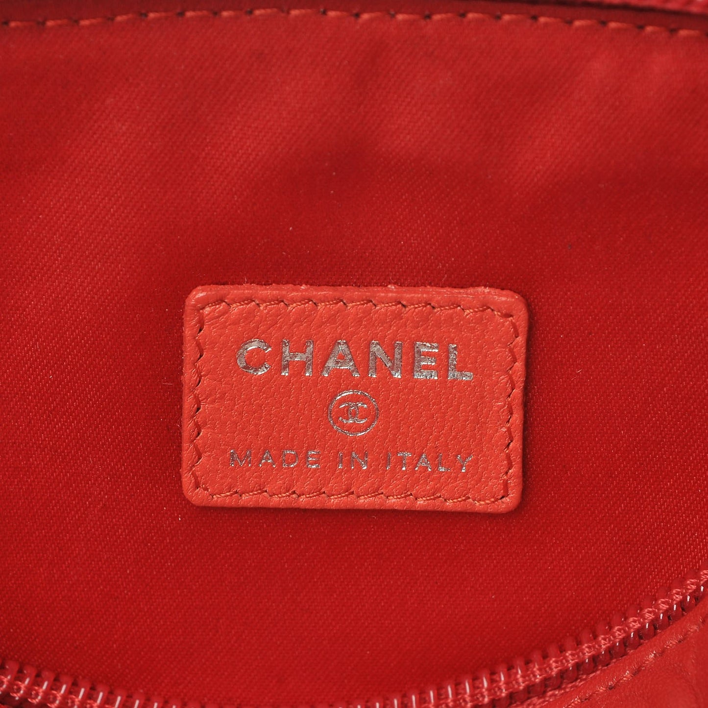 Lambskin Camellia Embossed Cosmetic Case Red