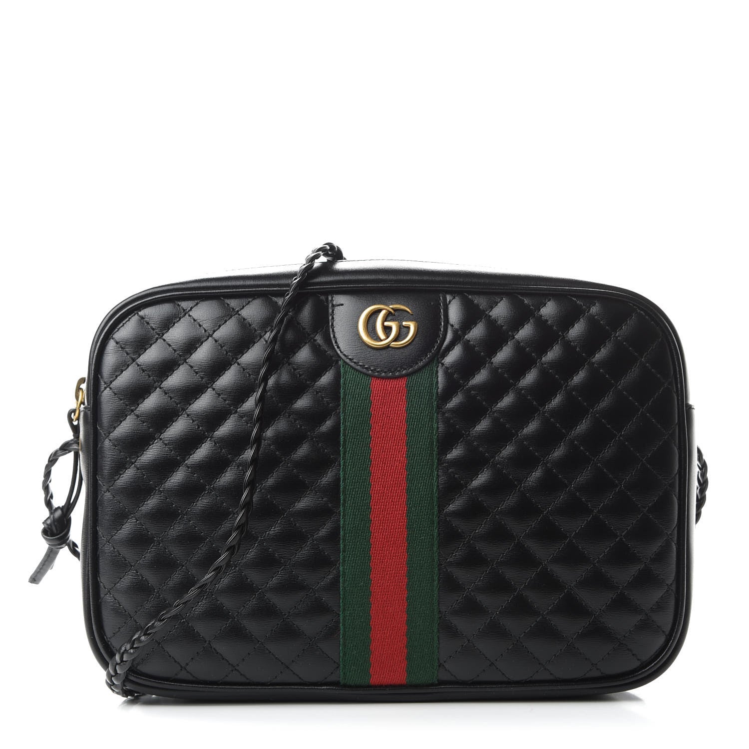 Gucci Calfskin Web Trapuntata Small GG Shoulder Bag Black 1 of 9