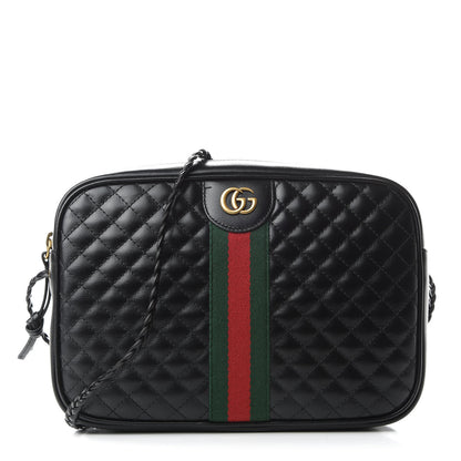 Gucci Calfskin Web Trapuntata Small GG Shoulder Bag Black 1 of 9