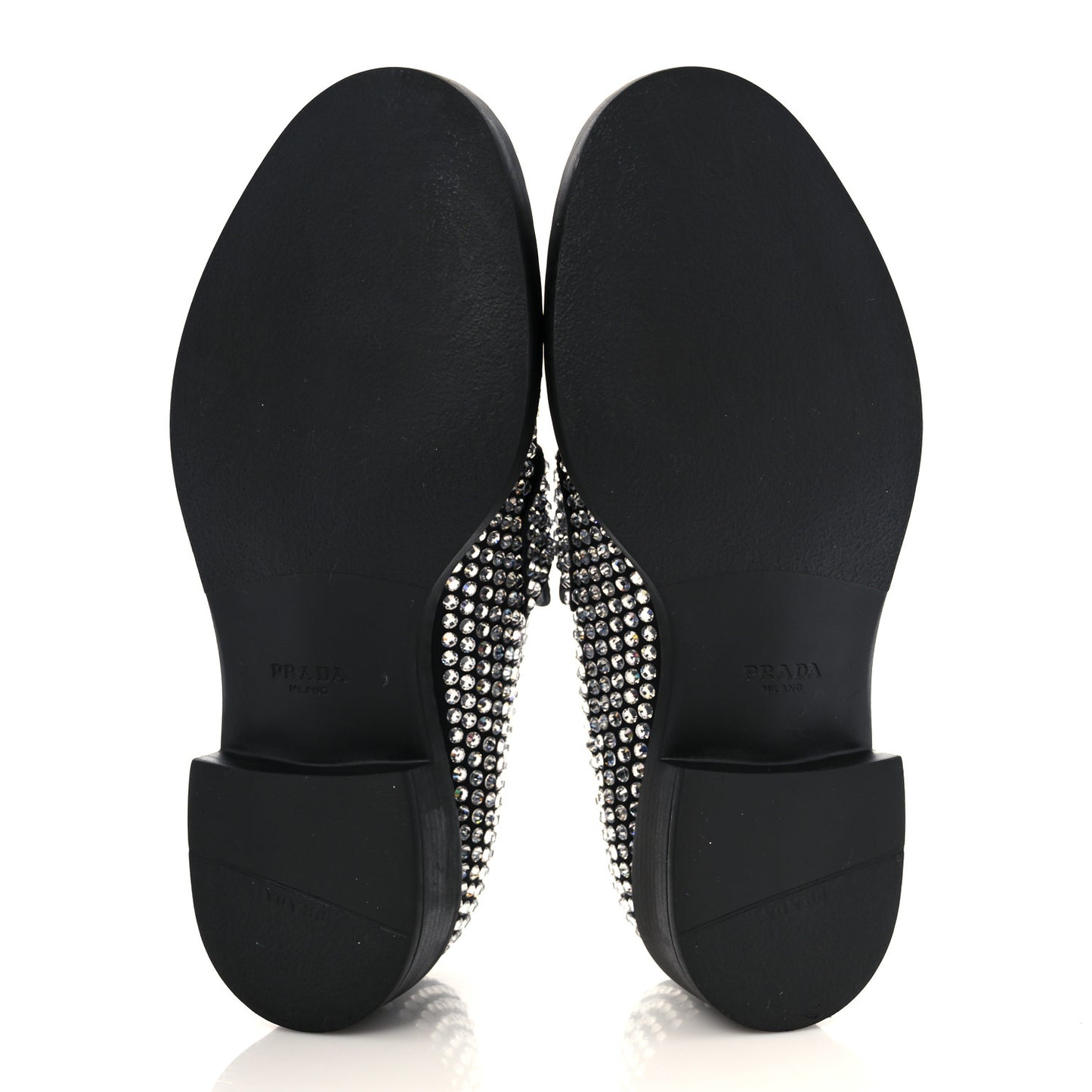 Satin Crystal Metal Triangle Logo 50mm Loafers 39 Cristal