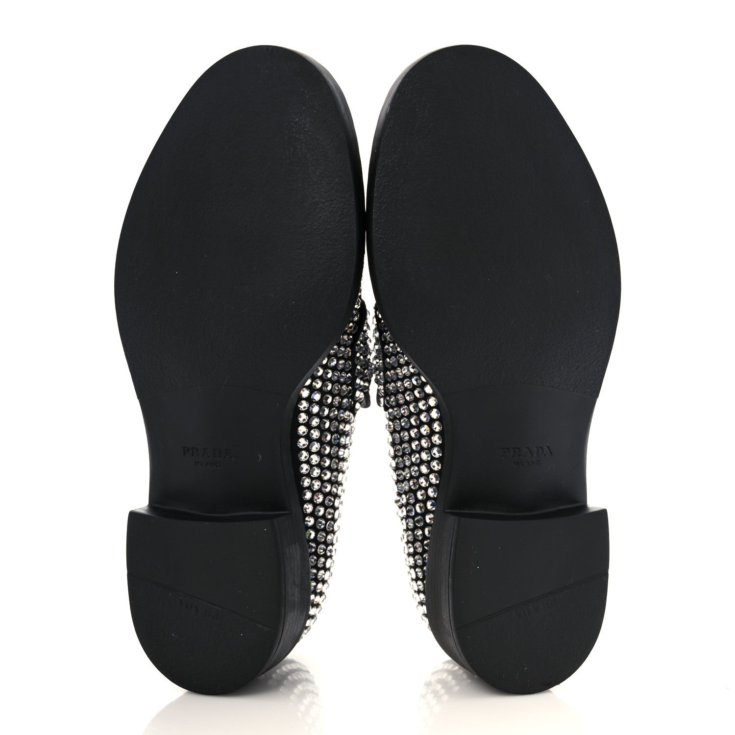 Prada Satin Crystal Metal Triangle Logo 50mm Loafers 39 Cristal 5 of 8