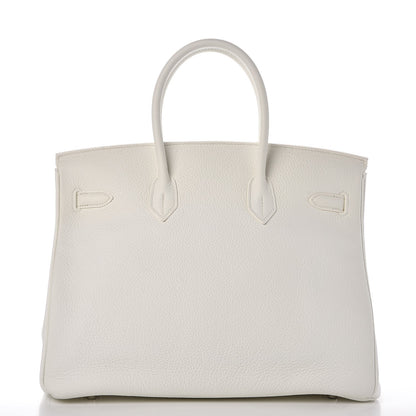 Hermes Taurillon Clemence Birkin 35 White 4 of 37