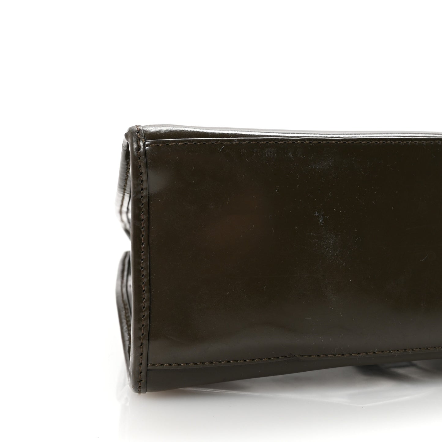 Patent Bardot Shoulder Bag Olive Green