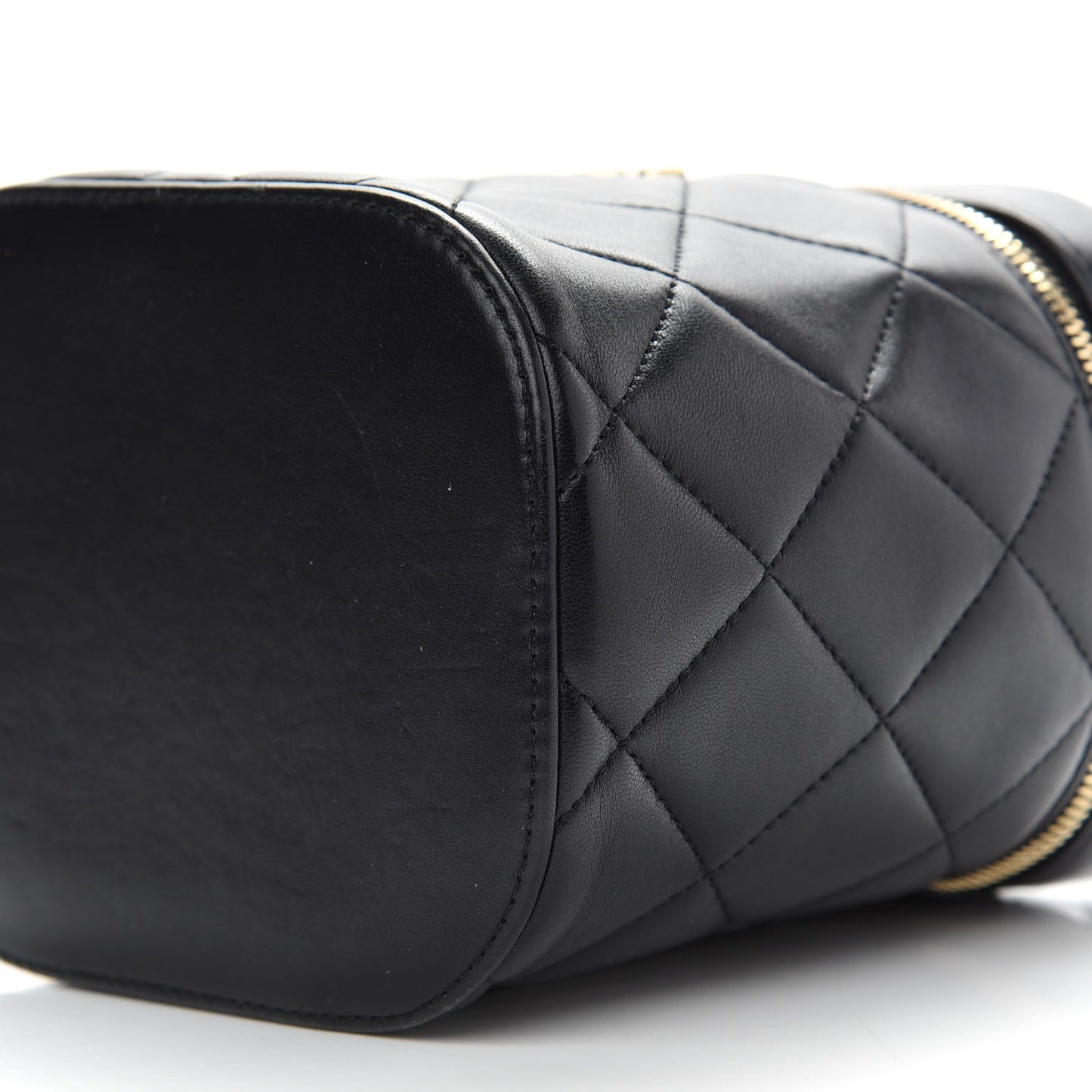 Lambskin Quilted Trendy Vanity Case Black