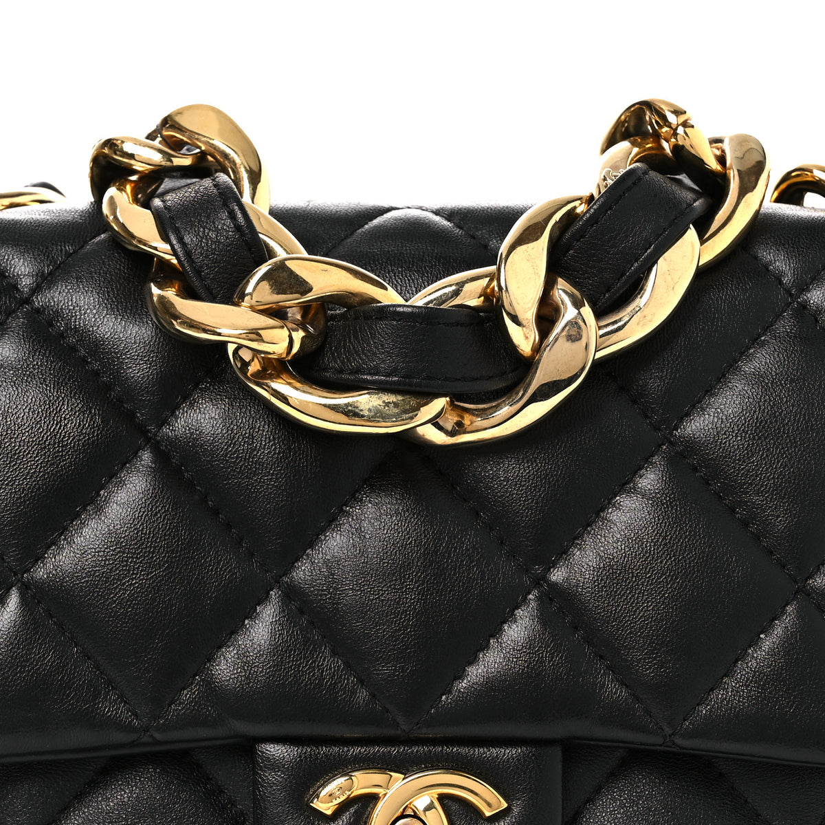 Lambskin Quilted Small Funky Town Flap Black