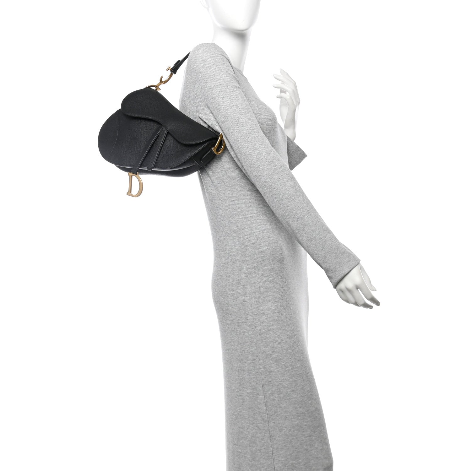Christian Dior Grained Calfskin Saddle Bag Black 2 of 10