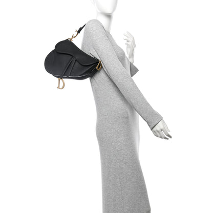 Christian Dior Grained Calfskin Saddle Bag Black 2 of 10