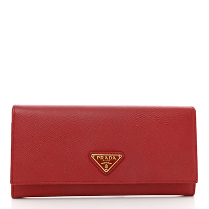 Prada Saffiano Metal Continental Flap Wallet Fuoco 3 of 11