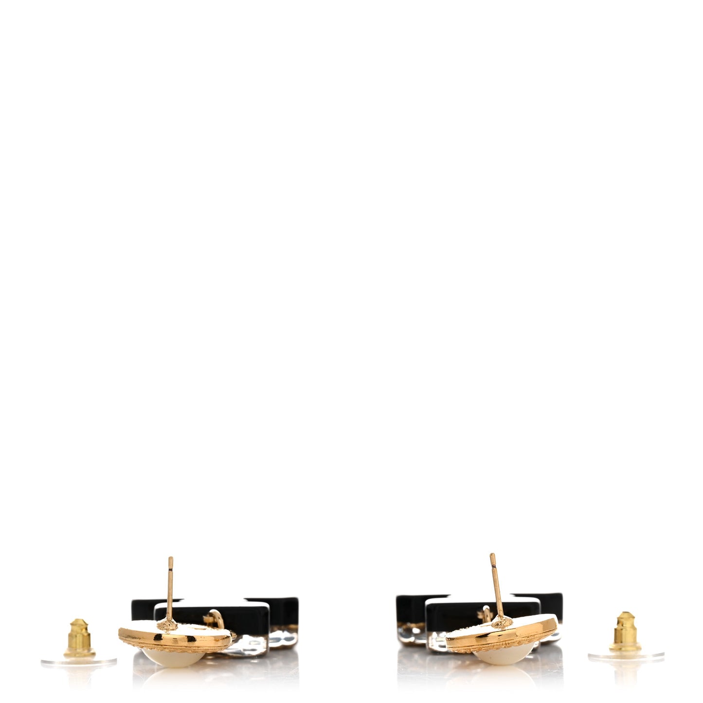 Pearl CC Perfume Bottle Drop Earrings Black Gold