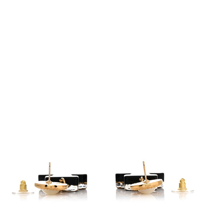 Chanel Pearl CC Perfume Bottle Drop Earrings Black Gold 3 of 5