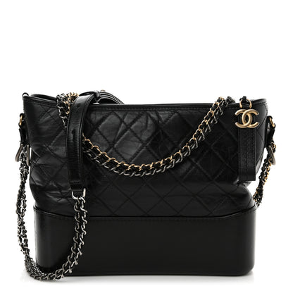 Chanel Aged Calfskin Quilted Medium Gabrielle Hobo Black 1 of 15