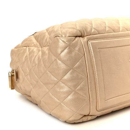 Chanel Metallic Lambskin Quilted Coco Cocoon Bowler Light Gold 9 of 11